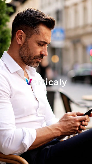 スマホを操作する男性、カフェで