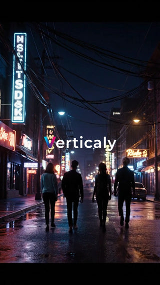 夜の街を歩く男女