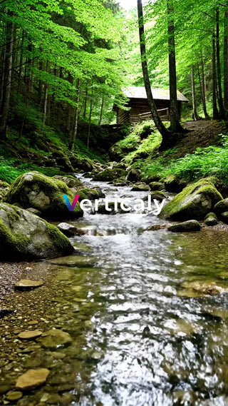 清流と木漏れ日、癒やしの風景
