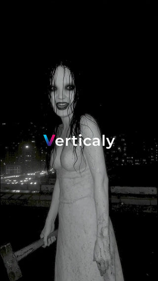 不気味な女性、ハンマーを手に