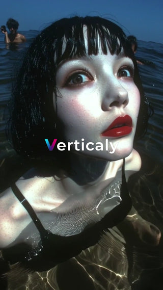 水面に佇む女性、憂いを帯びて