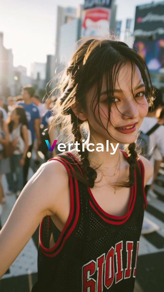 渋谷の街角、笑顔の女性