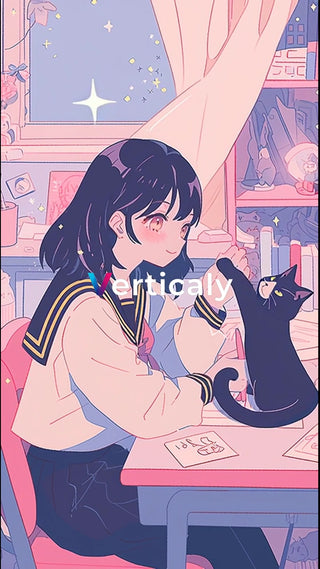 黒猫と女子高生、穏やかな時間