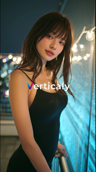 夜の街、黒ドレスの女性