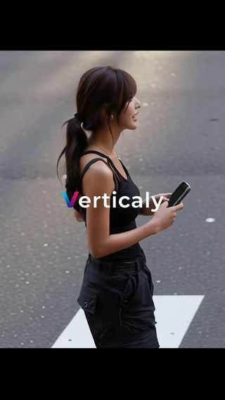 スマホを手に歩く女性