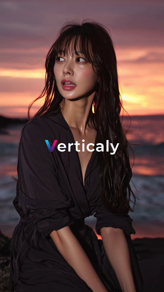 夕焼けを眺める女性