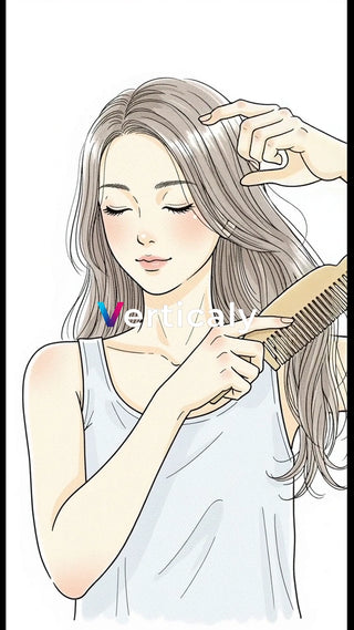 髪を梳かす女性