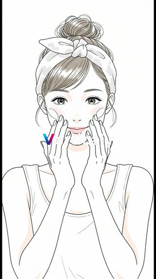 スキンケア、顔に手を当てる