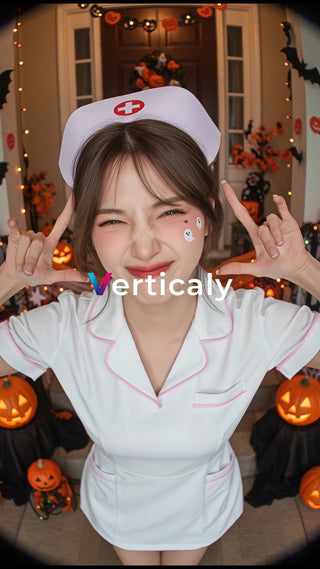 ハロウィンナース、ポーズを決めて