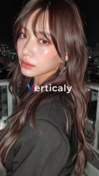 艶やかな表情の女性、夜のテラス