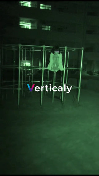 夜の公園、物思いに耽る少女