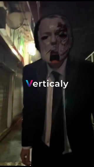 不気味なマスク男、夜の路地裏