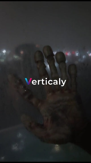 手のアップ、雨の日の窓