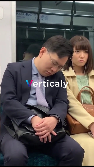 電車で眠る男性と女性