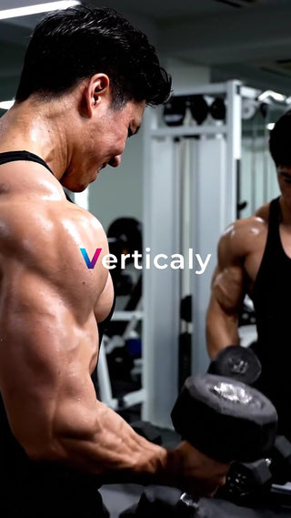 力強くダンベルを持ち上げる