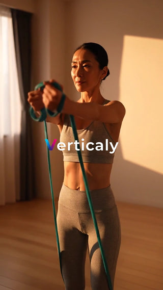 運動する女性、抵抗バンド