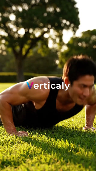 芝生で腕立て伏せ、トレーニング