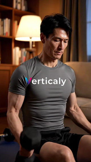 ダンベル運動する男性