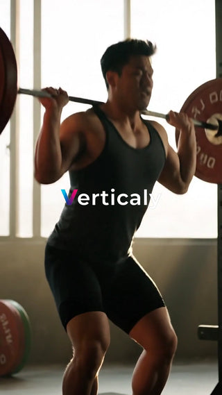 懸命にスクワットする男性