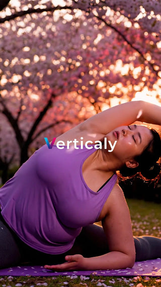 桜並木の下でストレッチ