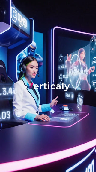 ゲーマー女性、未来的な空間