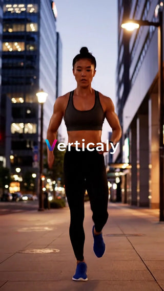 都会を走る女性、夕暮れ時