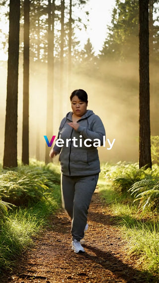 森の中を走る女性