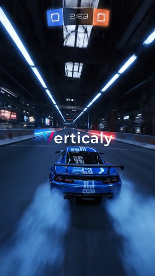 ドリフト走行、青い車