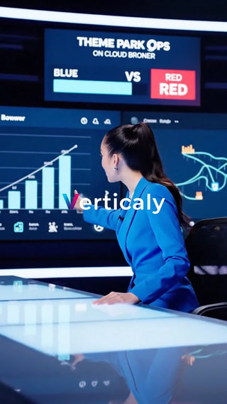 テーマパーク、青と赤の対決