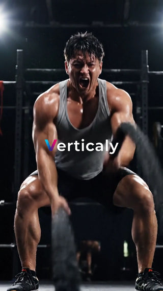 激しくロープを振る男性