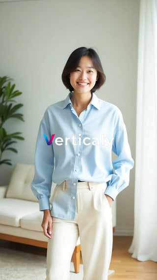 爽やかな水色のシャツ