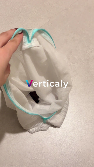 Laundry net, white with light blue border