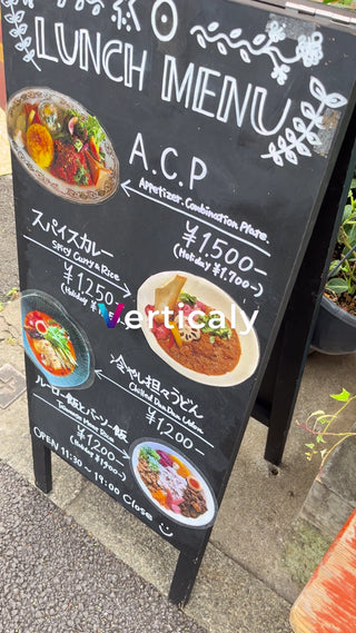 Menu sign, looking for lunch