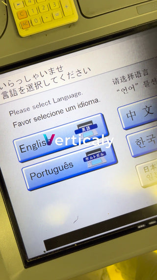 Language selection screen, ATM operation