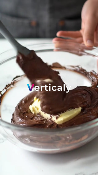 バターとチョコを混ぜる