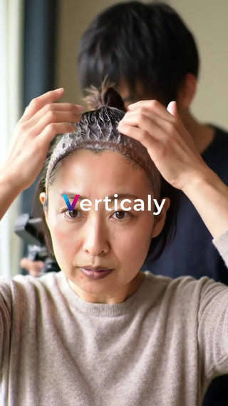 ヘアカラー、施術を受ける女性