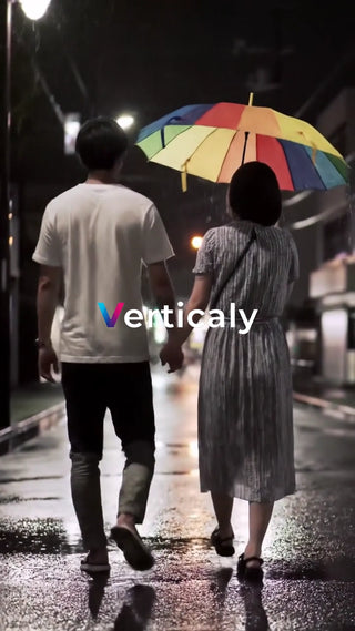 雨の日のデート、相合傘