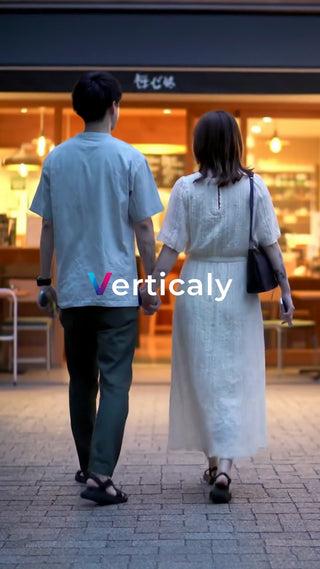 夕暮れの街を歩く恋人