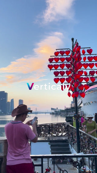 愛のモニュメントと夕焼け