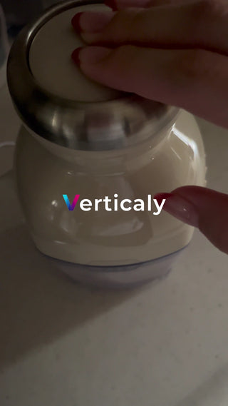 hand pushing a white container