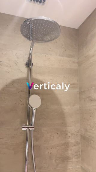 Water droplets from the shower head, bathroom