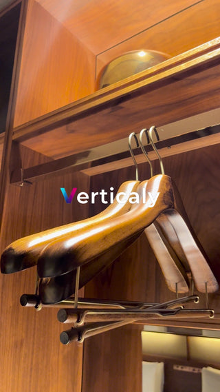 Closet with wooden hangers