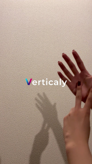 Pointing with a finger, vertical letters