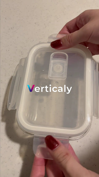 Woman opening a transparent container