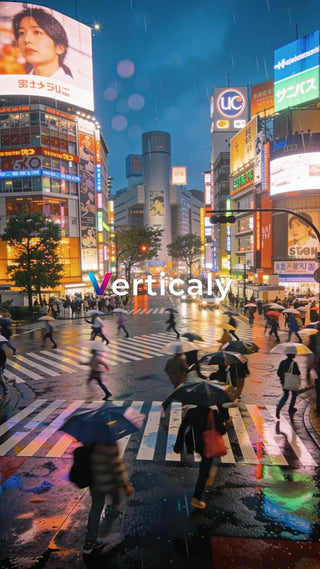 雨の渋谷スクランブル交差点