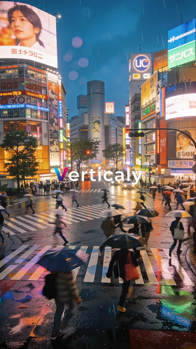 雨の渋谷スクランブル交差点