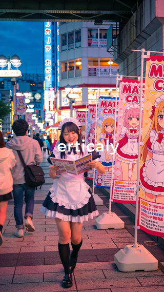 メイドカフェの女の子、街を歩く