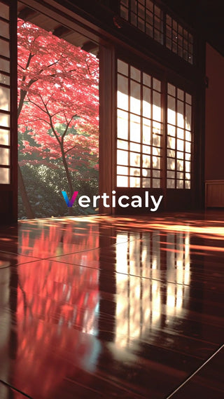 紅葉の庭、光と影