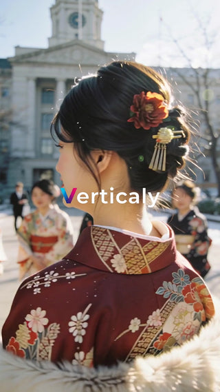 着物姿の女性、輝く髪飾り