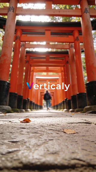 鳥居の参道、光射す